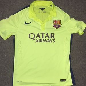 Nike Barcelona neon green jersey. Neymar Jr